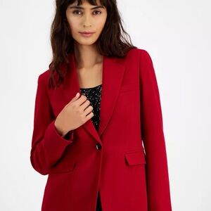 Bar III collar one button Blazer in color pomegranate size Medium